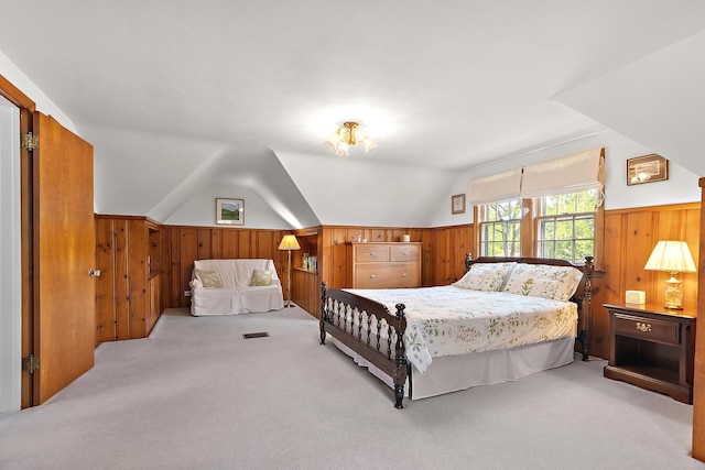 1144 Leavitt Ave, Flossmoor, IL 60422 - carpeted bedroom featuring wooden walls and vaulted ceiling