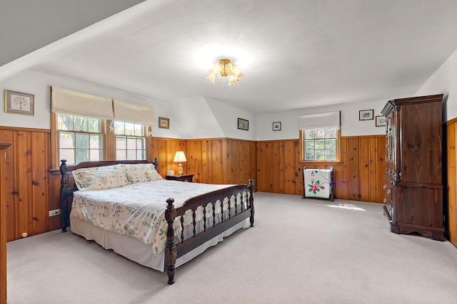 1144 Leavitt Ave, Flossmoor, IL 60422 - bedroom with a wainscoted wall, wooden walls, and light carpet