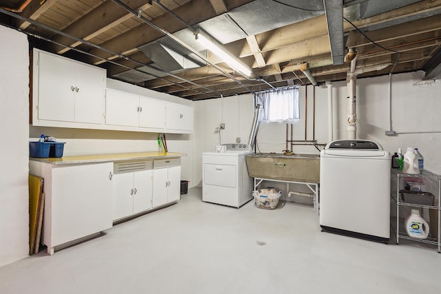 1144 Leavitt Ave, Flossmoor, IL 60422 - basement with washer and dryer and a sink