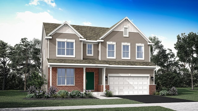 1030 Waterford St, Algonquin, IL 60102 - traditional home with brick siding, a garage, driveway, and a shingled roof