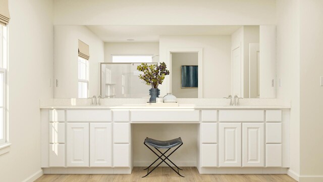 1030 Waterford St, Algonquin, IL 60102 - bathroom with wood finished floors, double vanity, and baseboards