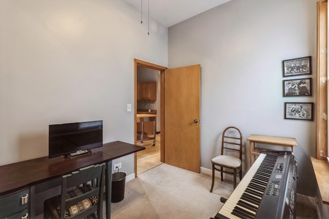 4419 S Wallace St, Chicago, IL 60609 - office area with carpet, baseboards, and a high ceiling