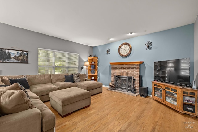1101 Paul Ct, Fox River Grove, IL 60021 - living area featuring wood finished floors and a brick fireplace
