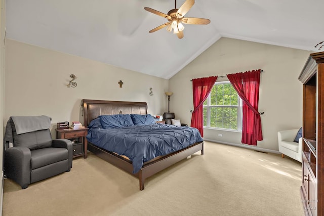 1101 Paul Ct, Fox River Grove, IL 60021 - bedroom featuring carpet floors, vaulted ceiling, a ceiling fan, and baseboards