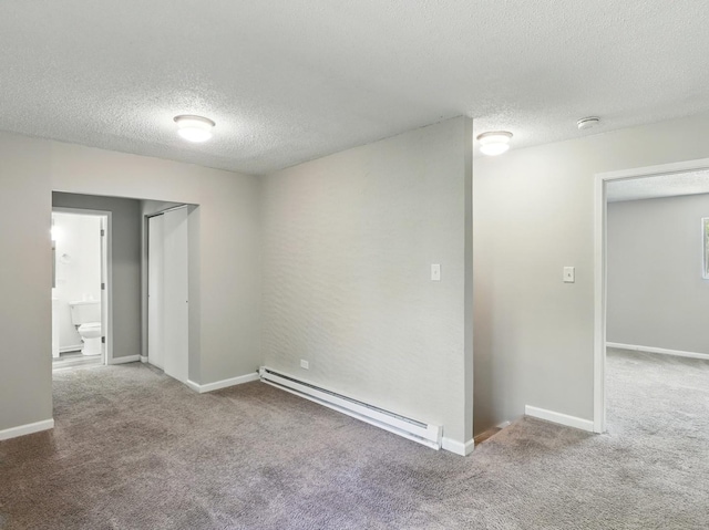 17704 Grandview Dr, Hazel Crest, IL 60429 - unfurnished room with a baseboard radiator, a textured ceiling, carpet flooring, a smoke detector, and baseboards