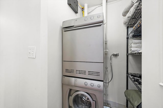 222 E Pearson St Unit 1504, Chicago, IL 60611 - washroom with stacked washing machine and dryer