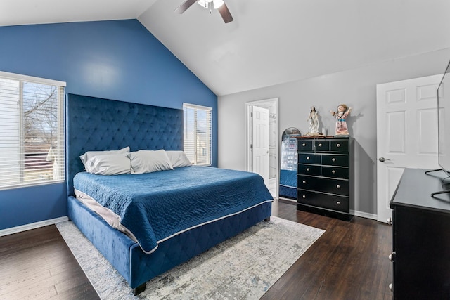 17408 Fisk Ave, East Hazel Crest, IL 60429 - bedroom with vaulted ceiling, wood finished floors, ceiling fan, and baseboards