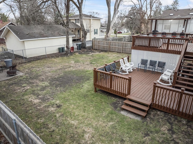 17408 Fisk Ave, East Hazel Crest, IL 60429 - view of yard featuring a wooden deck, stairs, and outdoor dining space