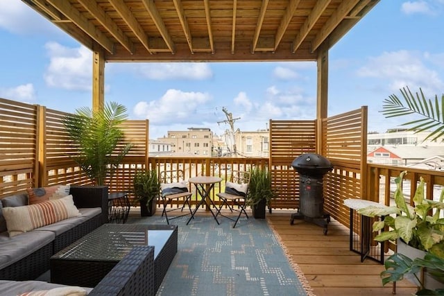 742 N Ada St Unit 3S, Chicago, IL 60642 - wooden deck featuring an outdoor living space