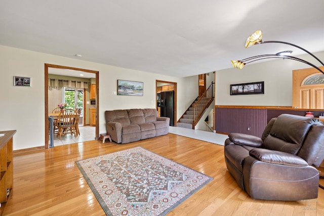 1103 Hillcrest Ave, Fox River Grove, IL 60021 - living area featuring wood finished floors, stairs, and baseboards