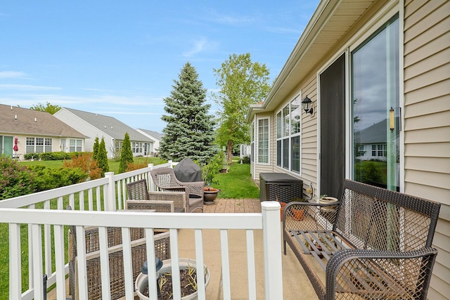 13538 Lehigh St, Huntley, IL 60142 - view of wooden balcony with a deck and a residential view