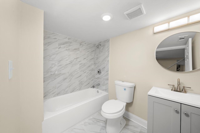 7421 S Eggleston Ave, Chicago, IL 60621 - full bathroom featuring marble finish flooring, vanity, baseboards, toilet, and  shower combination