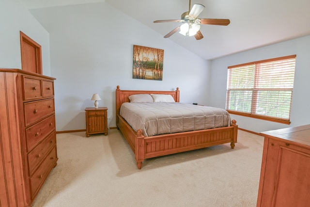 1804 Westbrook Ct, Plainfield, IL 60586 - bedroom with light carpet, vaulted ceiling, baseboards, and a ceiling fan