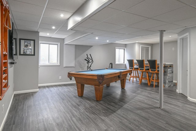 1804 Westbrook Ct, Plainfield, IL 60586 - playroom with wood finished floors, baseboards, a paneled ceiling, healthy amount of natural light, and billiards table