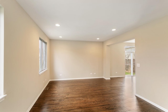 22429 Karlov Ave, Richton Park, IL 60471 - unfurnished room featuring dark wood finished floors, recessed lighting, and baseboards