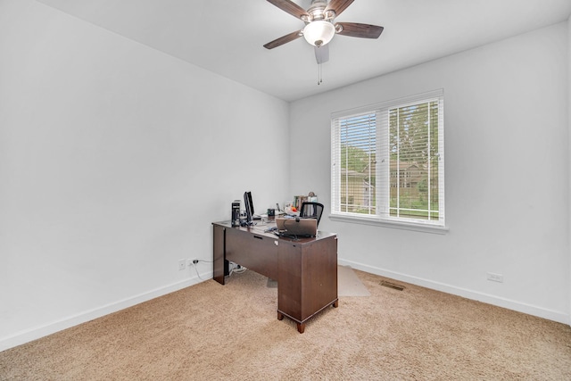 731 W Kenilworth Ave, Palatine, IL 60067 - office featuring a ceiling fan, light carpet, and baseboards