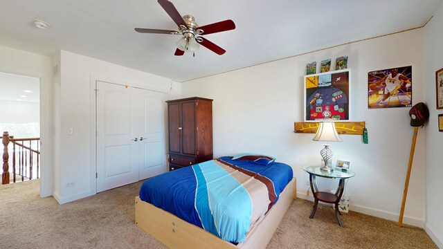 731 W Kenilworth Ave, Palatine, IL 60067 - carpeted bedroom with baseboards, ceiling fan, and a closet
