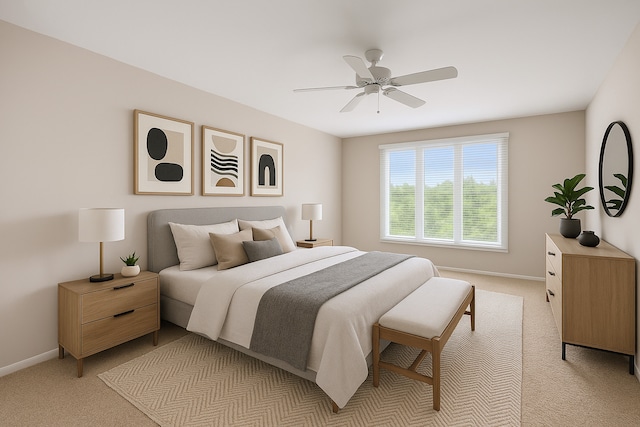 1771 Mission Hills Rd Unit 412, Northbrook, IL 60062 - bedroom featuring light colored carpet, baseboards, and ceiling fan