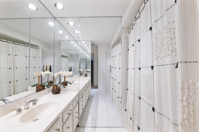 1771 Mission Hills Rd Unit 412, Northbrook, IL 60062 - full bathroom featuring recessed lighting, double vanity, and tile patterned flooring