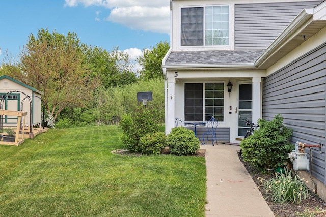 5 Crimson Ct, Lake In The Hills, IL 60156 - view of exterior entry with a lawn