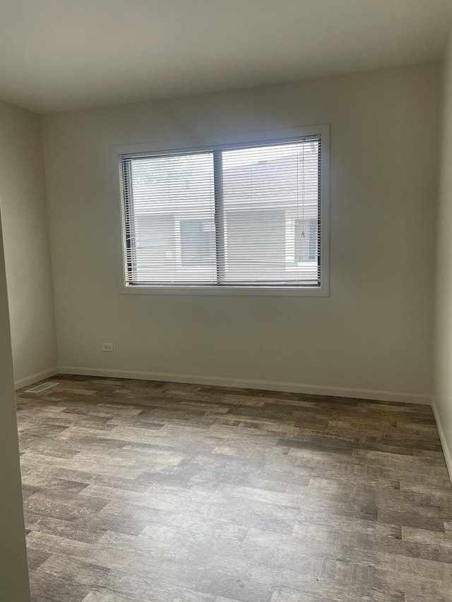 spare room featuring plenty of natural light and wood finished floors