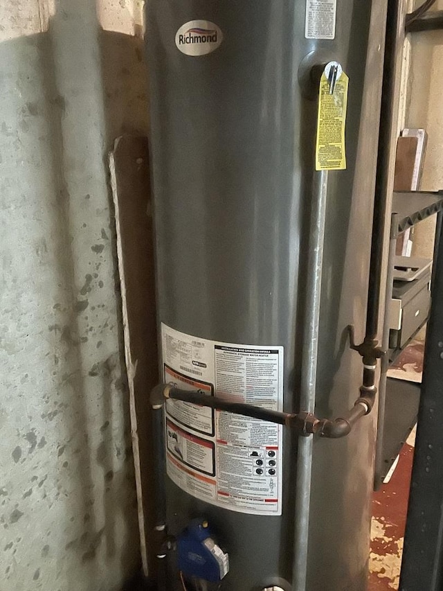 utility room with gas water heater