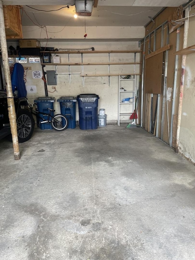 garage with a garage door opener