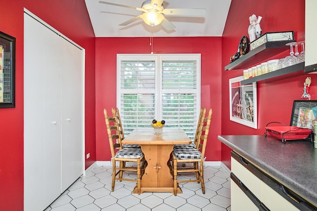 202 Country Ln Unit 202, Des Plaines, IL 60016 - dining area with ceiling fan and baseboards