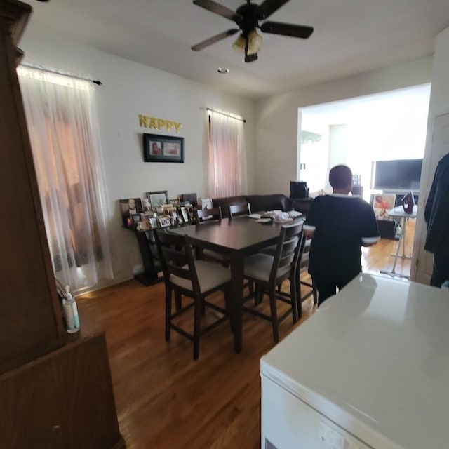 6033 S Prairie Ave, Chicago, IL 60637 - dining area featuring healthy amount of natural light, ceiling fan, and wood finished floors