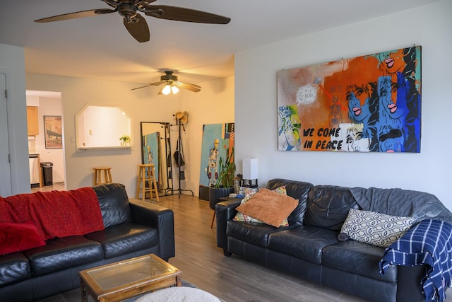 9452 Bay Colony Dr Unit 2W, Des Plaines, IL 60016 - living room with a ceiling fan and wood finished floors