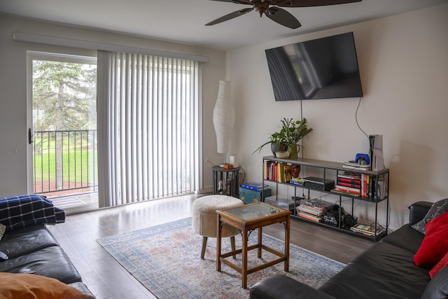 9452 Bay Colony Dr Unit 2W, Des Plaines, IL 60016 - living room with plenty of natural light, wood finished floors, and ceiling fan
