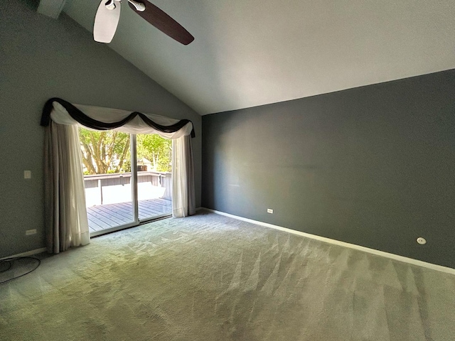 1622 Indian Knoll Rd, Naperville, IL 60565 - unfurnished room with carpet floors, ceiling fan, vaulted ceiling, and baseboards