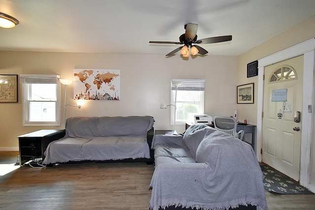 717 Carlisle Rd, Batavia, IL 60510 - living room featuring wood finished floors and a ceiling fan