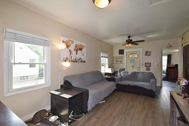 717 Carlisle Rd, Batavia, IL 60510 - living room with wood finished floors and a ceiling fan