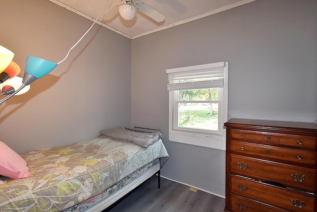 717 Carlisle Rd, Batavia, IL 60510 - bedroom featuring dark wood-type flooring, ceiling fan, and ornamental molding