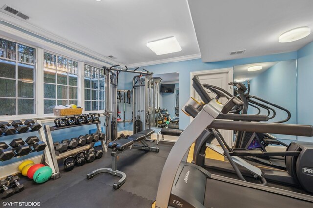 677 Greenleaf Ave, Glencoe, IL 60022 - workout area with crown molding