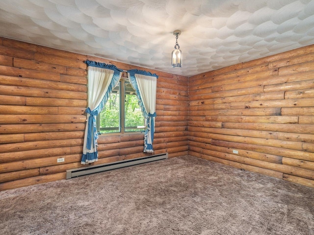 5123 Walnut Gove, Poplar Grove, IL 61065 - carpeted spare room with a baseboard radiator and log walls