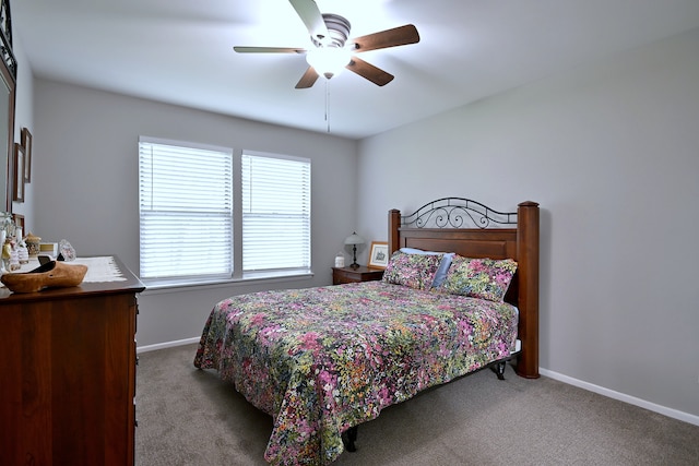 2136 Camden Ln Unit 2136, Hanover Park, IL 60133 - bedroom with baseboards, carpet floors, and ceiling fan