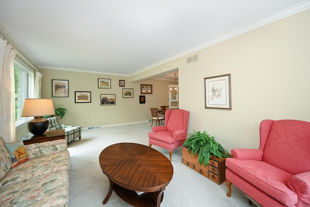 2107 Timber Ln, Wheaton, IL 60189 - carpeted living area featuring crown molding and baseboards