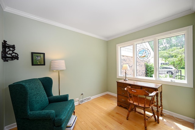 2107 Timber Ln, Wheaton, IL 60189 - sitting room featuring ornamental molding and light wood-style floors