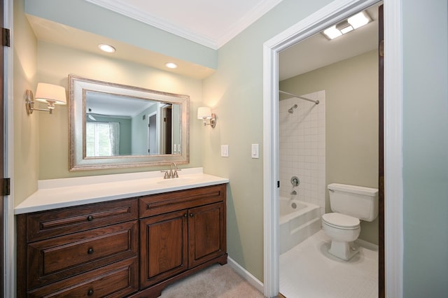 2107 Timber Ln, Wheaton, IL 60189 - full bath featuring vanity, tub / shower combination, and ornamental molding