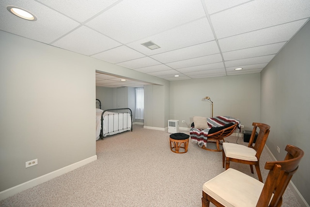 2107 Timber Ln, Wheaton, IL 60189 - sitting room featuring a paneled ceiling, carpet, and recessed lighting