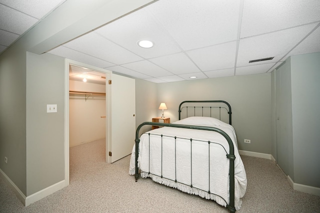 2107 Timber Ln, Wheaton, IL 60189 - carpeted bedroom featuring a drop ceiling, a spacious closet, recessed lighting, and a closet