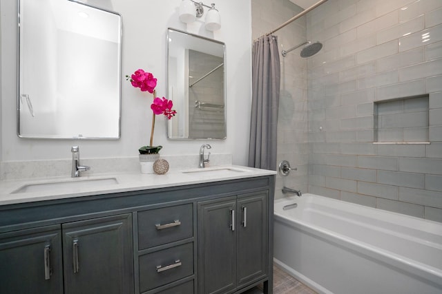 2803 N Wolcott Ave Unit D, Chicago, IL 60657 - bathroom with shower / bath combo with shower curtain and double vanity