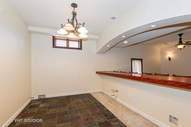 10944 Arbor Ridge Dr, Orland Park, IL 60467 - unfurnished dining area with recessed lighting, a ceiling fan, and a chandelier