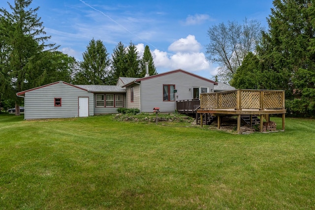 4539 Matthew Ave, Roscoe, IL 61073 - rear view of house featuring a wooden deck and a yard