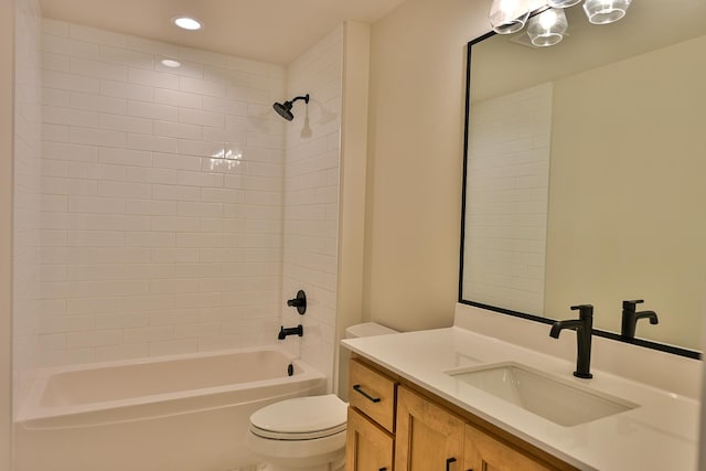 1568 Dempsey Dr, Saint Charles, IL 60174 - full bathroom featuring vanity, shower / bath combination, and recessed lighting