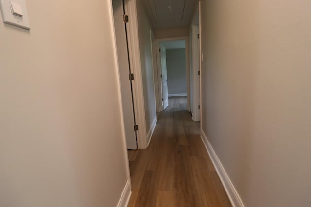 18310 Anthony Ave, Country Club Hills, IL 60478 - hall with dark wood-type flooring, attic access, and baseboards