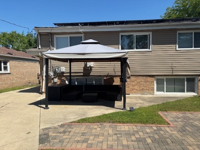 3641 W 120th Pl, Alsip, IL 60803 - back of house featuring a gazebo, a patio area, brick siding, and outdoor lounge area