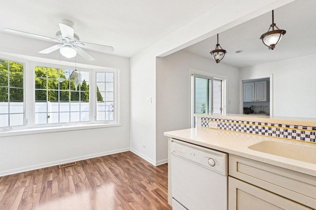 1946 Briarcliffe Blvd, Wheaton, IL 60189 - kitchen featuring dishwasher, plenty of natural light, light countertops, and wood finished floors